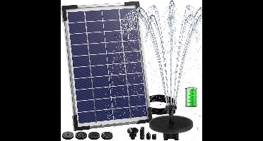 Solar Fontein - Vijverpomp Zonne-energie - Milieubescherming en Energiebesparing - 5W - 380L/H - Meerdere Sproeiers - voor Tuin & Vijver