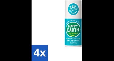 4 x Happy Earth – Deodorant Roll-On – 100% Natuurlijk Cedar Lime – 75 ml - Deodorant - Natuurlijke Deodorant - Cederhout - Limoen - Fris