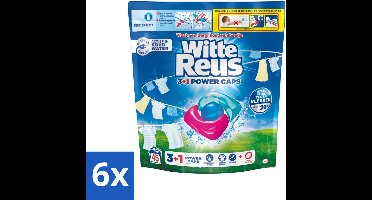 6 x Witte Reus - 3+1 Power Caps - Witte Was - 45 Wasbeurten - Wascaps - Wasmiddel - Wit Wasgoed - Lichtgekleurd Wasgoed - Vlekkenverwijderaar