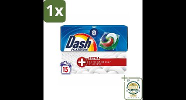 1 x Dash – Wasmiddelcapsules – 4in1 Platinum Pods + Extra Vlekkenverwijderaar – 15 capsules- Vlekkenverwijdering - Wasmiddelcapsules - 4in1 Wasmiddel - Extra Vlekkenverwijdering - Krachtige Reiniging