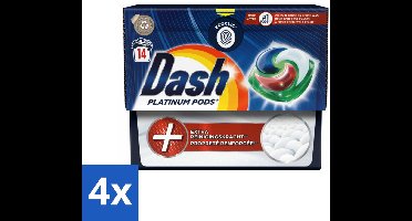 4 x Dash Platinum - Wasmiddel Capsules - Witte en Gekleurde Was - 14 Wasbeurten - Wasmiddel Capsules - Vlekkenverwijderaar - Waspoeder - Wasmiddel - Biologisch Afbreekbaar
