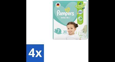 4 x Pampers – Luiers – Active Baby Dry Maat 7 – 30 Luiers - Luiers Voor Baby - Droge Luiers - Comfortabele Luiers - Langdurige Droogheid - Huidbescherming