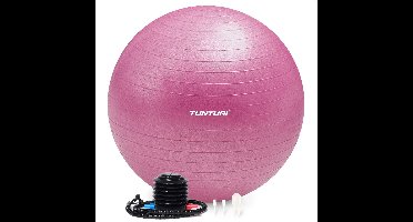 Tunturi Anti Burst Fitness bal met Pomp - Yoga bal 90 cm - Pilates bal - Zwangerschapsbal – 220 kg gebruikersgewicht - Incl Trainingsapp – Paars