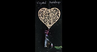 Nature's Melody Spinner COSMO HANGER  HART 10cm MET CRYSTAL SUNDROP kristal glas eronder 40CM De lengte is gemeten van de ophangdraad tot en met de onderkant van het glas.