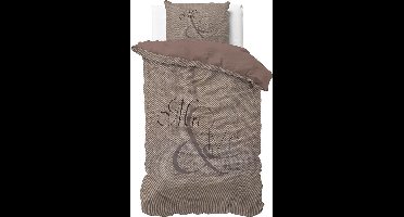 Dreamhouse Mr and Mrs Knitted - Dekbedovertrek - Eenpersoons - 140x200/220 + 1 kussensloop 60x70 - Taupe