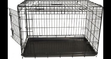 Draadkooi met deur en schuifdeur (zwart) 107 cm