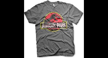 Jurassic Park Heren Tshirt -2XL- Distressed Logo Grijs