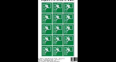 Pictogram sticker E016 Noodvenster met vluchtladder links - 50x50mm 15 stickers op 1 vel