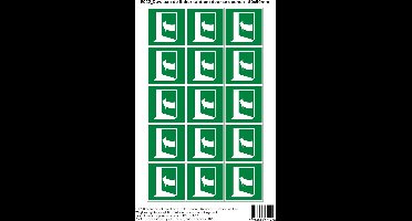 Pictogram sticker E022 Duw aan de linkerkant om deur te openen - 50x50mm 15 stickers op 1 vel