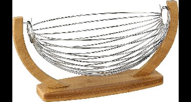 5five Fruitschaal fruitmand - hangend - hout-metaal - 36x21x18 cm - Draadmand van metaal