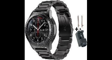 Metalen Bandje - Geschikt voor 22 mm Smartwatches - Zwart