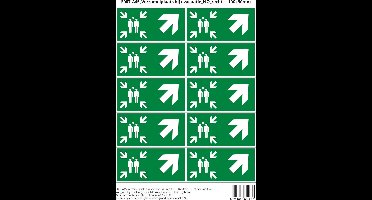 Pictogram sticker E007-A45 Verzamelplaats bij evacuatie NO rechts - 100x50mm 10 stickers op 1 vel