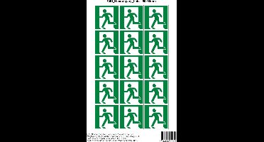 Pictogram sticker E001 Nooduitgang links - 50x50mm 15 stickers op 1 vel