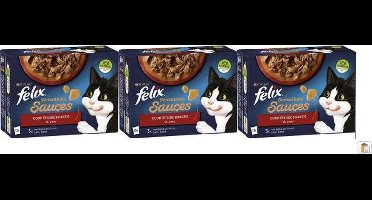 3x Felix - Sensations Countryside Selectie in Saus - Kattenvoer Natvoer - 12x85g