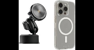 zuignap met magnetisch telefoonhouder draadloos opladen (magsafe) + Brodit iPhone hoes MagSafe