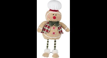 Arti Casa Kerst Knuffel Gingerbread Man - Kerstversiering Knuffelpop - Knuffeltje 44cm - Beige