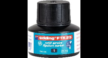 edding FTK 25 navulinkt voor flipchart markers - zwart - 25 ml inhoud - capillairsysteem (marker vult zichzelf)