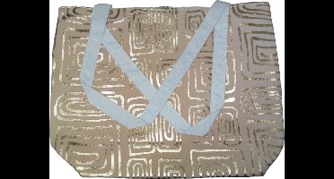 Schoudertas cremekleur met gouden patroon #1