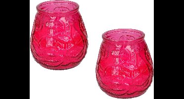 Arti Casa Tafelkaars - 2x - 15h - rood glas - citronella - 10 cm - lowboy kaars