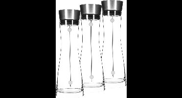 Karaf/schenkkan - Set van 3x stuks - 1 liter - glas - RVS fruitspies - speciale afwasborstel - Sapkannen/waterkannen/schenkkannen - Waterkaraf