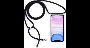 Anti Shock Geschikt voor Apple iPhone 12/12 Pro silicone/TPU back cover/Transparant hoesje met koord + gratis screen protector