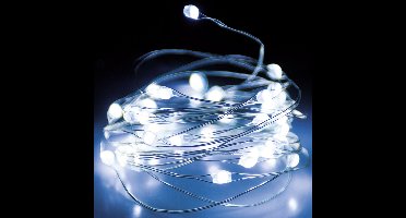 2x christmas decoration draadverlichting zilver- 66 leds wit -batterij-1m