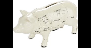Keramisch Spaarvarken - Cuts of Pork - Slagersvarken Spaarpot - 20 cm - Sfeervol - Grappig Cadeau