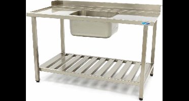 Spoeltafel - 120 x 75 cm - Aanvoer Vaatwasser Links - incl. Wasbak en Onderschap