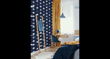 Behang Sterren - Slaapkamer - Woonkamer - Kinderkamer - Blauw - Wit
