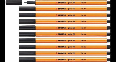 STABILO point 88 - Premium Fineliner - Fine 0,4 mm – Zwart– Doos 10 stuks