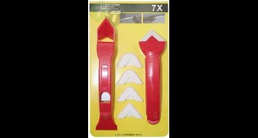 kit gereedschap 7 delig - kitvoeg set - schraper set - kitrand afwerking - kit rand bewerken