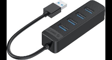 ORICO USB 3.0 hub met 4 USB-A poorten - extra USB-C stroomtoevoer - zwart