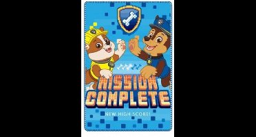 PAW Patrol Fleece Deken - Chase & Rubble - Plaid 150 x 100 cm - Blauw