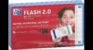 Oxford Flash 2.0 - Flashcards - Gelijnd - A7 - Turquoise rand - 80 stuks