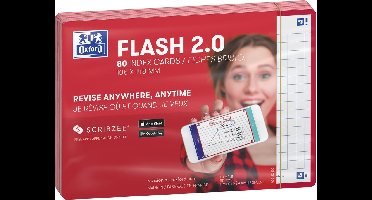 Oxford Flash 2.0 - Flashcards - Geruit 5mm - A6 - Rode rand - 80 stuks
