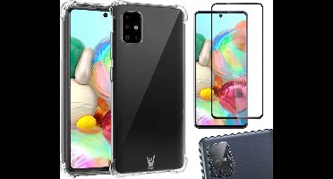 Hoesje geschikt voor Samsung Galaxy A71 - Transparant Shock Proof Case + Screen Protector Full + Camera Protector
