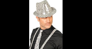 Gangster hoed pailletten zilver