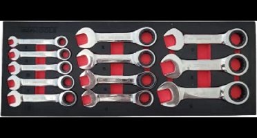 Ratelring-steeksleutelset extra kort 8 - 19 mm 12-dlg-Weber Tools