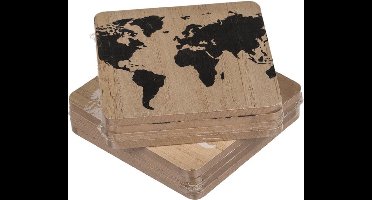 Onderzetters wereldkaart hout set a 4