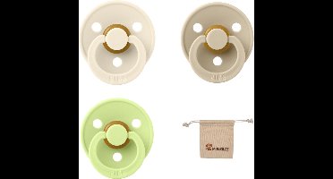 Bibs fopspeen - maat 1 0-6 maanden - 3 stuks – Ivory – Vanilla – Macha + Monkiezz speenzakje