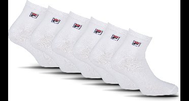 FILA - Logo Quartersokken / Enkelsokken | 6-Pack | Quarter Socks | Maat 43/46 - Wit