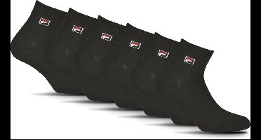 FILA - Logo Quartersokken / Enkelsokken | 6-Pack | Quarter Socks | Maat 39/42 - Zwart
