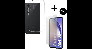 Mobiparts Classic TPU hoesje geschikt voor Samsung Galaxy A54 (2023) 5G met 1 Screenprotector van Gehard Glas - Transparant