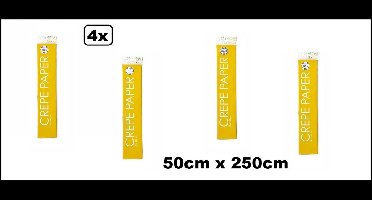 4x Crepe papier 250cm geel - Thema feest knutselen festival decoratie party