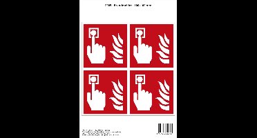 Pictogram sticker F005 - Brandmelder - 100x100mm - 4 stickers op 1 vel