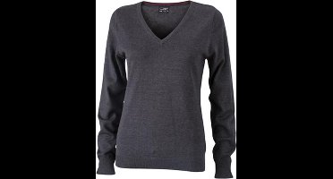James and Nicholson Vrouwen/dames V-hals pullover (Antraciet Melange)