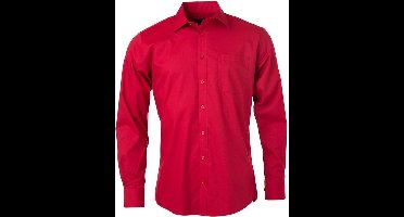 James and Nicholson Heren Longsleeve Poplin Shirt (Rood)