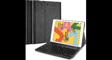 Just in Case tablet Hoes met Toetsenbord geschikt voor iPad 9e generatie (2021) 10.2 inch / 8e generatie (2020) 10.2 inch / 7e generatie (2019) 10.2 inch - QWERTY Bluetooth Keyboard Case - Zwart