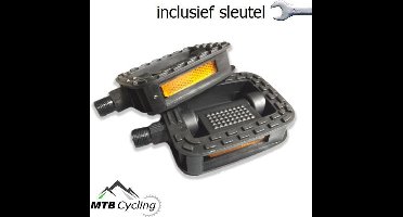 Fiets pedalen inclusief bevestiging gereedschap - Anti slip - Trappers voor fiets met reflector - 14.2mm schroefdraad - 9/16 Inch -Zwart