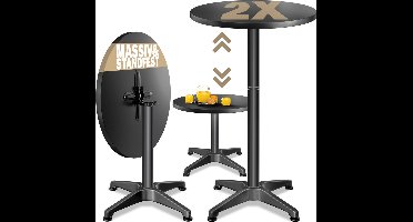 CASARIA Statafels - Set van 2 Inklapbar Verstelbar 70cm 115cm - Zwart
